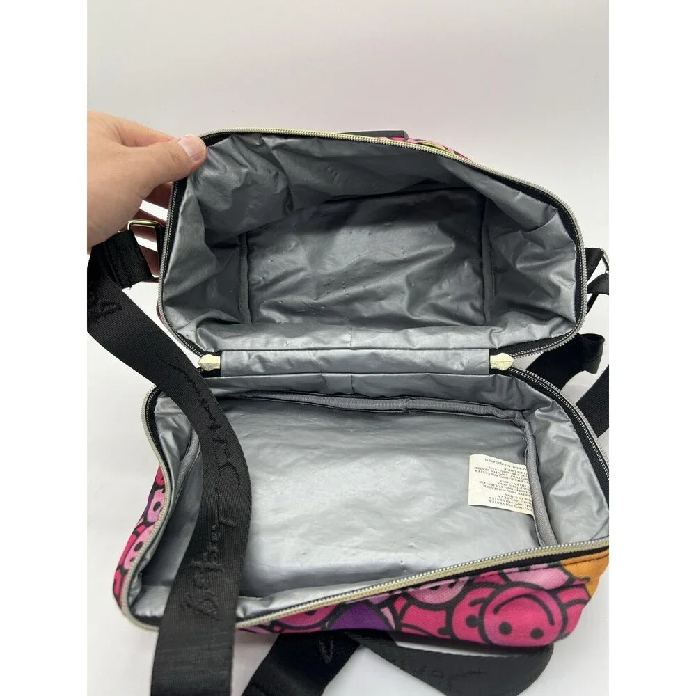 Betsey Johnson Smiley Face Hearts Lunch Bag Pink Kids Insulated Strap Novelty